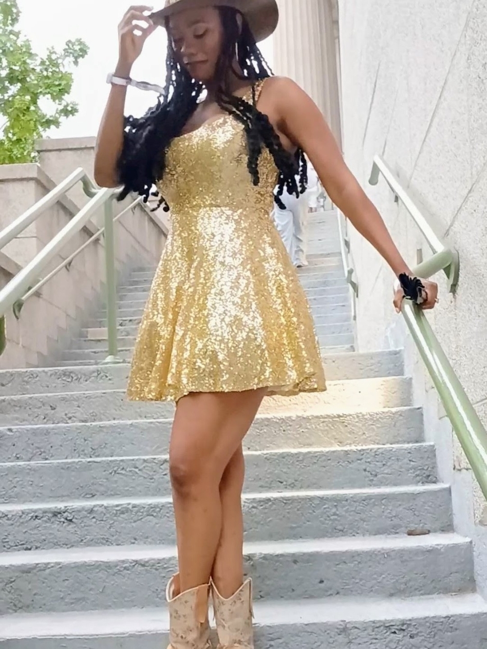 B Darlin Gold Sequin Fit-and-Flare Mini Dress